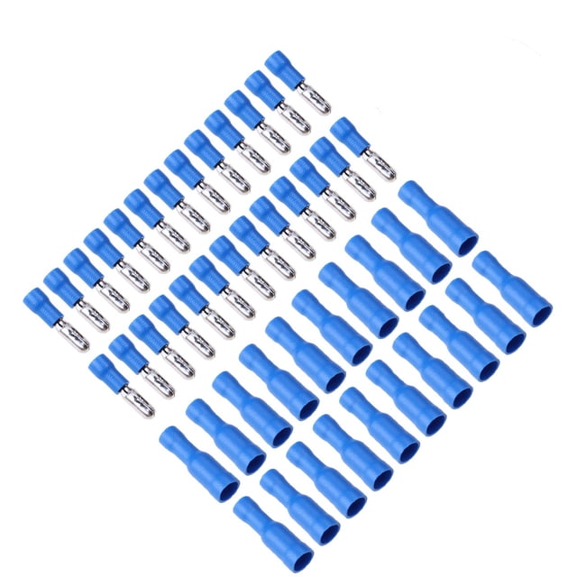 100pcs Gauge Insulated Male / Female Bullet Quick Splice Wire Terminals Wire Crimp Connectors Set (Blue)