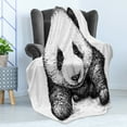 thumbnail image 4 of Panda Soft Flannel Fleece Throw Blanket, Baby Panda Bear Illustration Sketch Style Artwork Nature Wild Animals Theme, Cozy Plush for Indoor and Outdoor Use, 70" x 90", Black White, by Ambesonne, 4 of 5