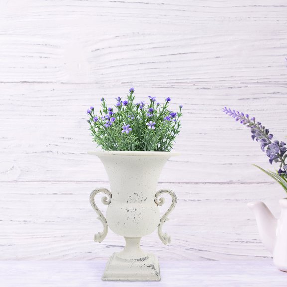 HEMOTON Urn Vase Tapered Pedestal Planter Rustic Metal Classic Flower Inserter Holder Arrangement Decoration Pot Dried Flower Vase For Tabletop