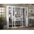 thumbnail image 2 of 100% Solid Wood Kitchen Pantry Storage Cabinet with Solid, Glass Doors, Adjustable Shelves and 2-Drawers, White China Cabinet, 2 of 6