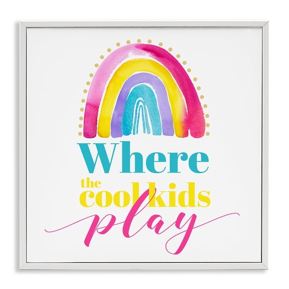 Stupell Industries Contemporary Cool Kids Play Phrase White Framed Giclee Art, 12 x 12, by Enya Todd