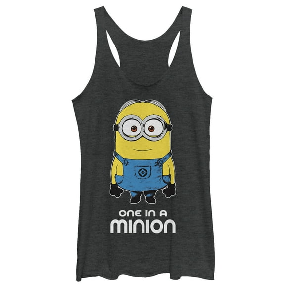 Women's Despicable Me One in Minion Racerback Tank Top Black Heather Small