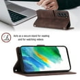 thumbnail image 6 of Tarise Phone Case for Samsung Galaxy S21 FE 5G, Premium PU Leather Card Holder Wrist Strap Magnetic Closure Flip Stand Function TPU Interior Book Cover for Samsung S21 FE 5G Wallet Case, Brown, 6 of 7