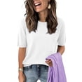 thumbnail image 5 of Resicozy Womens Short Sleeve Sweaters Cropped Crewneck Business Casual Lightweight Sweater Tops 2026 Spring Summer Sweaters White L, 5 of 7
