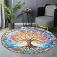 thumbnail image 6 of Circle Area Rug, Tree Of Life16 Washable Non-Slip Floor Carpet, Soft Rug for Living Room Bedroom Decor 71 Inch, 6 of 6