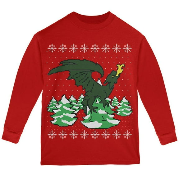 Old Glory Ugly Christmas Sweater Dragon Winter Youth Long Sleeve T Shirt