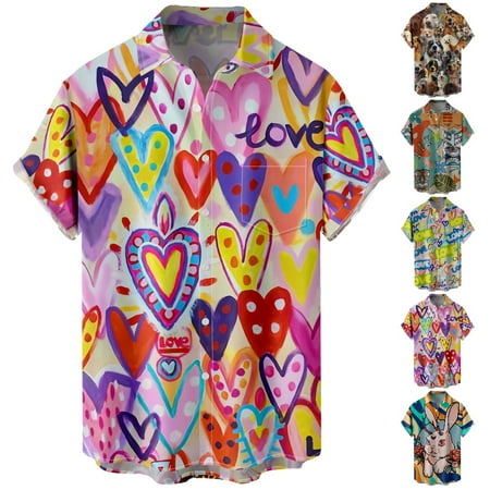 

Teens Mens Graphic Hawaiian Shirts with Breast Pocket Retro Clothing Apparel for Teen and Adult