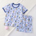 thumbnail image 2 of Odeerbi 18M-7Y Kids Boys Girls Summer Cotton Pajamas Short Sleeve Tops Shorts Set Soft Loungewear Cute Print Sleepwear Casual Two-piece Pajama Sets Kids Boys Girls Clothes, 2 of 5