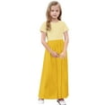 thumbnail image 4 of Annhoo Summer Long Dress for Girl Crew Neck Short Sleeve A-Line Color Block Casual Loose Dress with Pocket 4-14 Years, 4 of 8