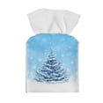 thumbnail image 2 of POLERO Stylish Tissue Box Holder Blue Christmas Tree Square Tissue Cube Cover Leather Facial Organizer for Bathroom, Tabletop, Car, Night Stands, Office, Home, Kitchen, 5.1''X5.1''X5.5'', 2 of 7