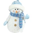 thumbnail image 2 of Northlight 11.5" Arctic Blue and White Snowman Wearing Knit Hat Christmas Decoration, 2 of 2