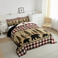 thumbnail image 3 of Feelyou Farmhouse Bear Print Queen Comforter Set for Teen, Vintage Red Buffalo Bedding Sets, Hippie Texas Stars Reversible Bedding Comforter Set, Ultra Soft Bedroom Decor, 3 Pieces, 3 of 8