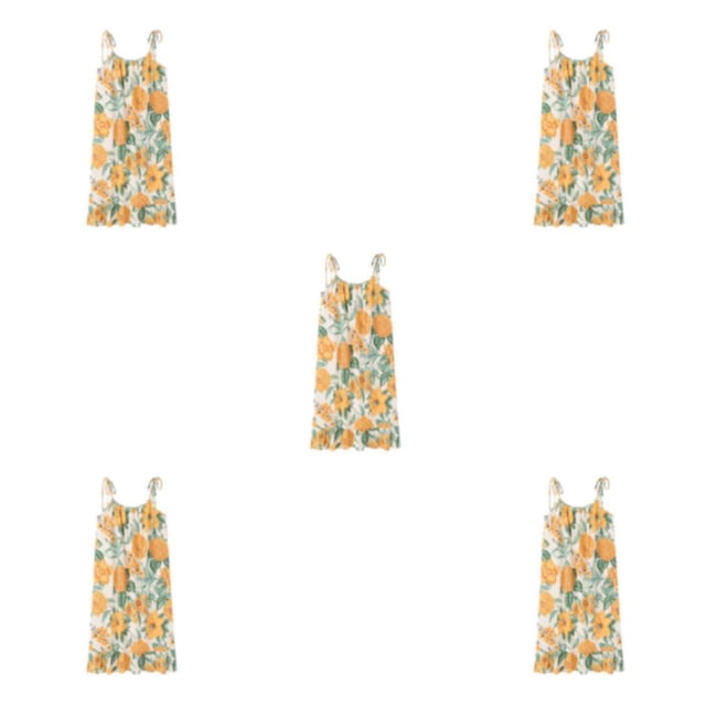 Minnieouse Camisón Florales Vestido de noche Cuello Loungewear Suelto Casual Ropa de dormir Fiesta de vacaciones en casa Amarillo Type2 NO2