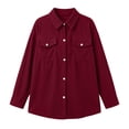 thumbnail image 5 of Women Waffle Knit Shacket Sevevn Point Collar Button Down Oversized Fit Textured Waffle Fabric Dual Chest Pockets Long Sleeve Outerwear For Daily Casual Wear, 5 of 8