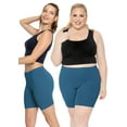 thumbnail image 2 of Stretch Is Comfort Women's Plus Size Cotton Biker Shorts Teal 4X, 2 of 6