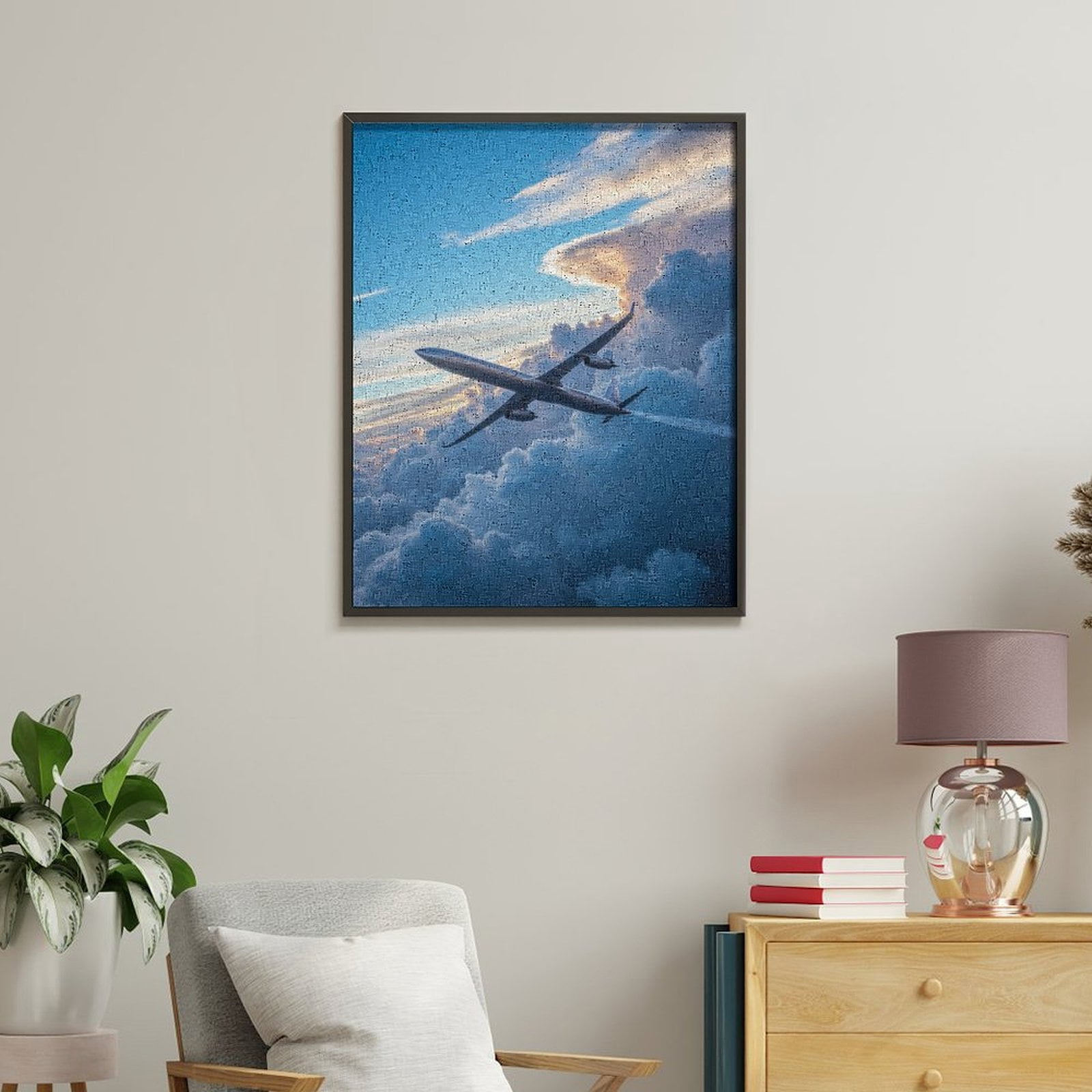 Paint By Numbers Kit for Adults Beginner - DIY Airplane Soaring Through Clouds Canvas Painting Kits for Adults, Frameless Paint By Number for Adults for Home Wall Decor 16x20 Inch