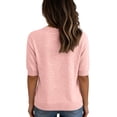 thumbnail image 3 of Garbnen Women Ribbed Shirt Knitted Scalloped Neck Shirts for Women Short Sleeve Lightweight Spring Summer Trendy Basic Crew Neck Sweaters for Women M, 3 of 3
