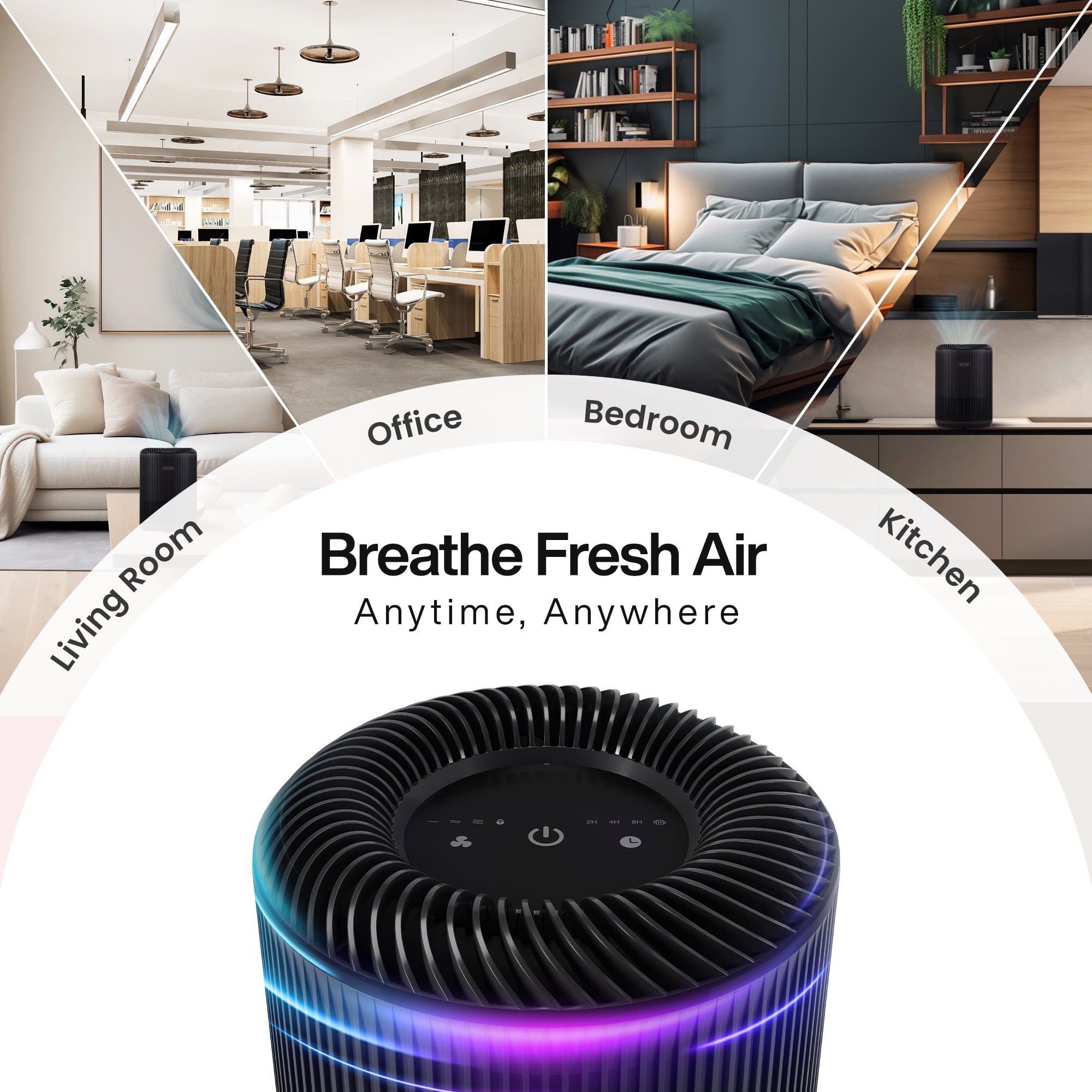 Miko Essence Air Purifier for 1000 Sq Ft with H13 True HEPA Filter, Activated Carbon, Quiet Sleep Mode, Timer, Portable Cleaner for Smoke and Dust