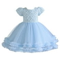 thumbnail image 1 of Ketyyh-chn99 Robe en Tulle pour Bébés Filles Robe d'Été à Manches Courtes pour Enfants Robe de Princesse à Fleurs pour 3-4 Ans, Bleu, 1 of 5