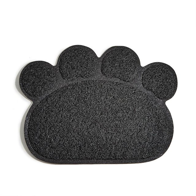 Alfombrilla para caja de arena para gatos con forma de pata, 30 x 40 cm (negro carbón)