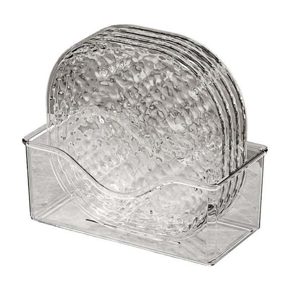 Btomtd 4 Plastic Serving Trays Including Bases for Party Dinner Plates Reusable and Dishwasher Compatible with Kitchen or Camping Plate Utility and Serving Dish, Clear