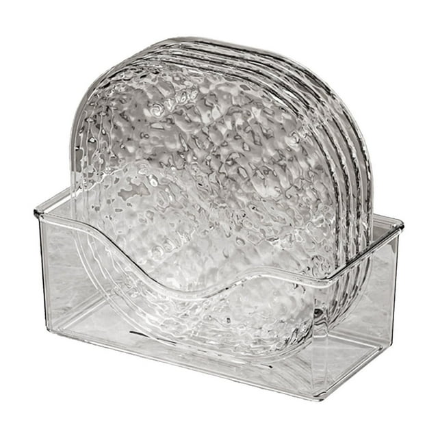 Btomtd 4 Pcs Plateaux de Service en Plastique avec Base pour Assiettes de Fête Assiettes en Plastique Lavables Assiettes Réutilisables pour Cuisine Ou Camping, Transparent