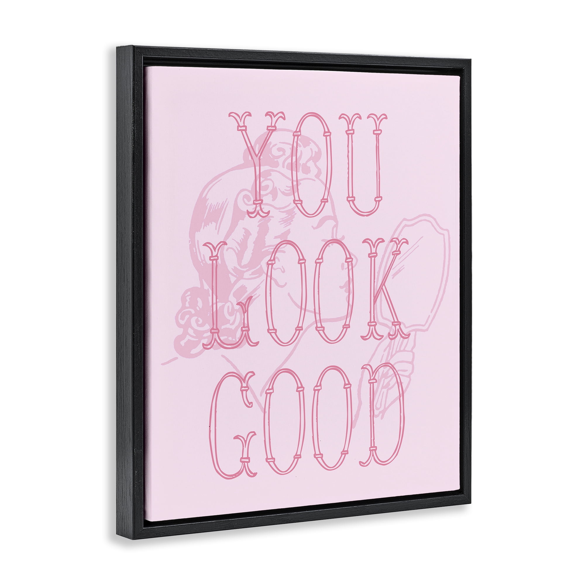 Stupell Industries You Look Good Sentiment People Painting Black Floater Framed Canvas Art Print Wall Art, 17 x 21