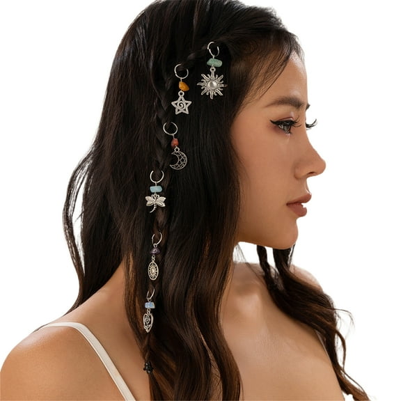 Hair Jewelry for Hair Styling Hair Braid Charm Dreadlocks Accessories Braid Hair Rings Clips Braiding Decors 6PCS