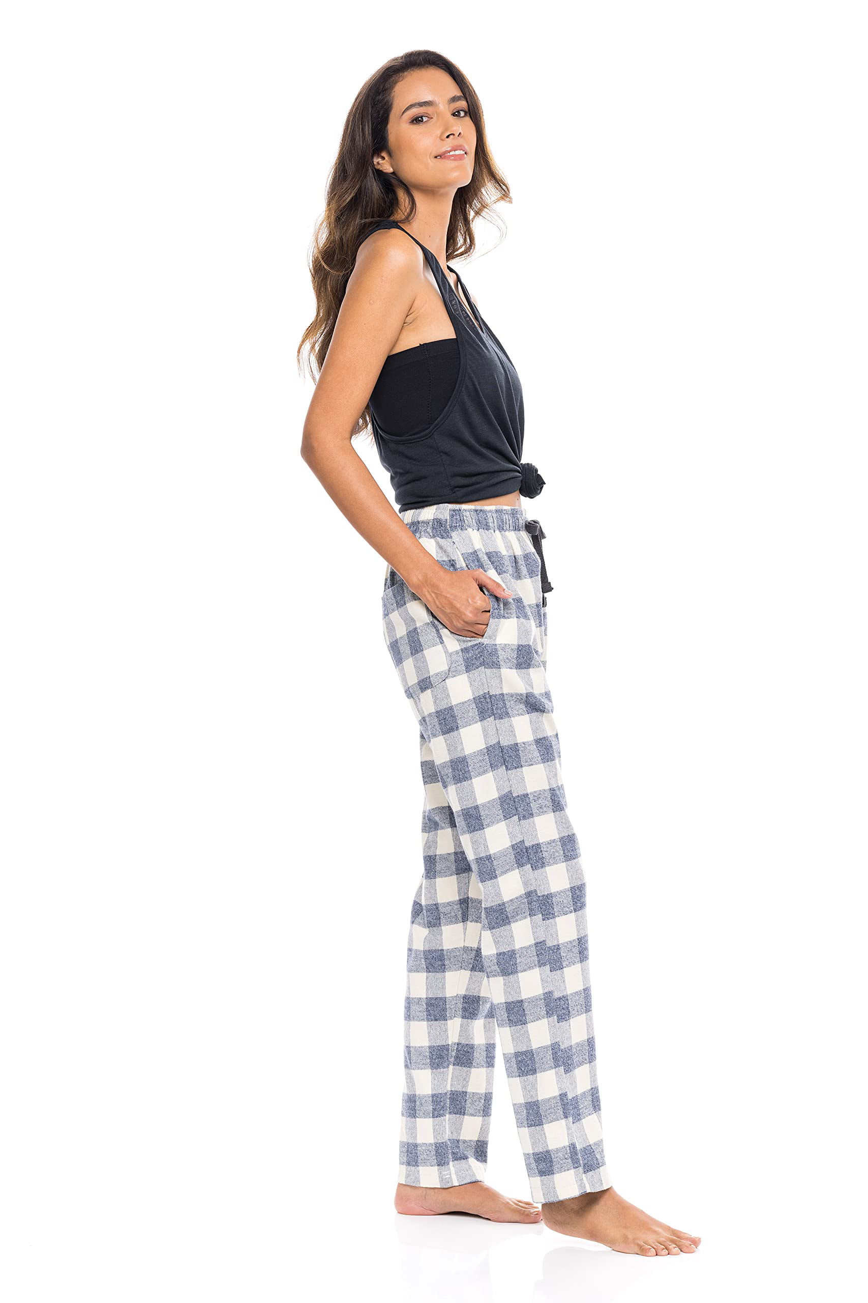 Sexy Basics 3 Pack Women's Cotton Flannel Drawstring Lounge Pants With  Pockets Assorted Colors