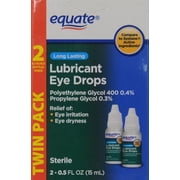 Equate Long Lasting Lubricant Eye Drops, Moisturizing, 0.5 oz, 2 Pk