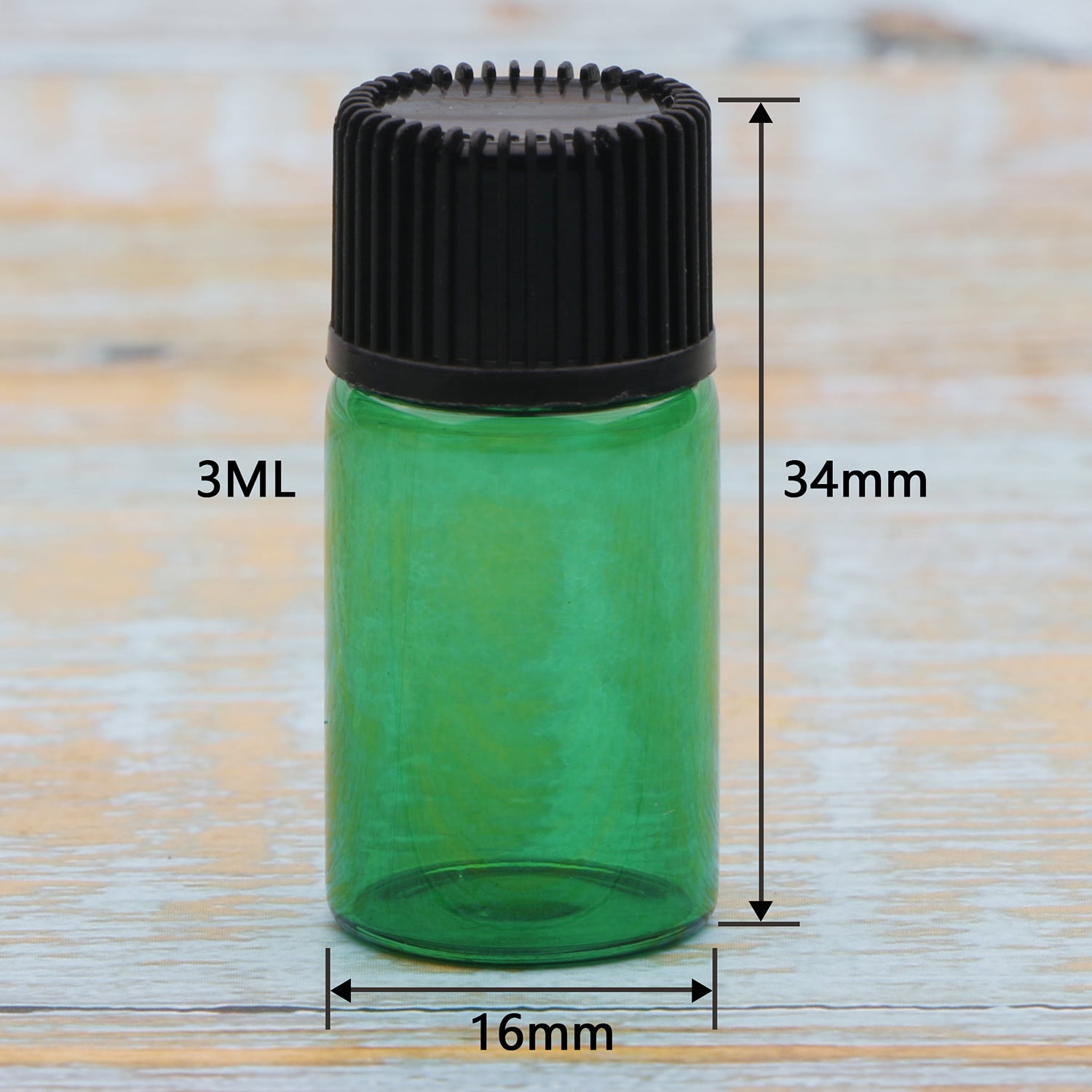 Glass Essential Oil Bottle 50pcs 3ml Small Sample Jars with Orifice Reducers for Dispensing Reagent Sample Perfume Essential Oil,Green