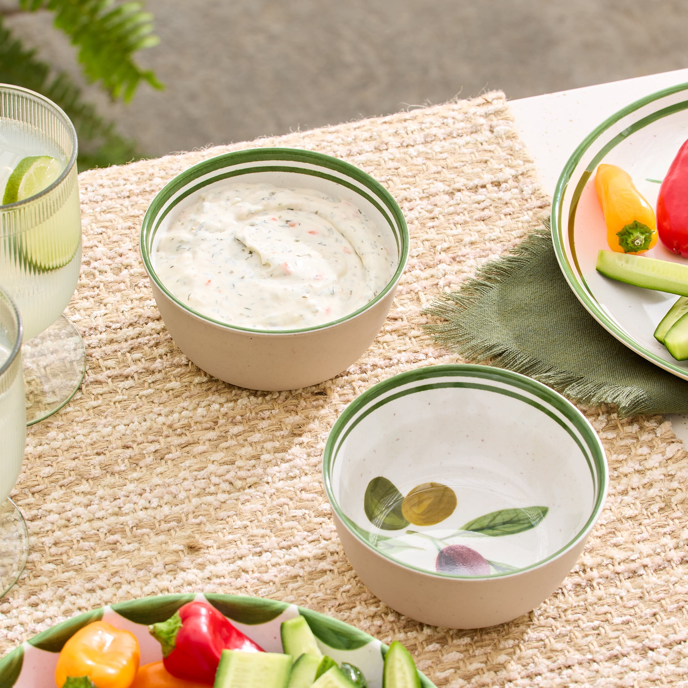 Better Homes and Gardens 2-Piece Bamboo Melamine Olive Dip Bowl Set