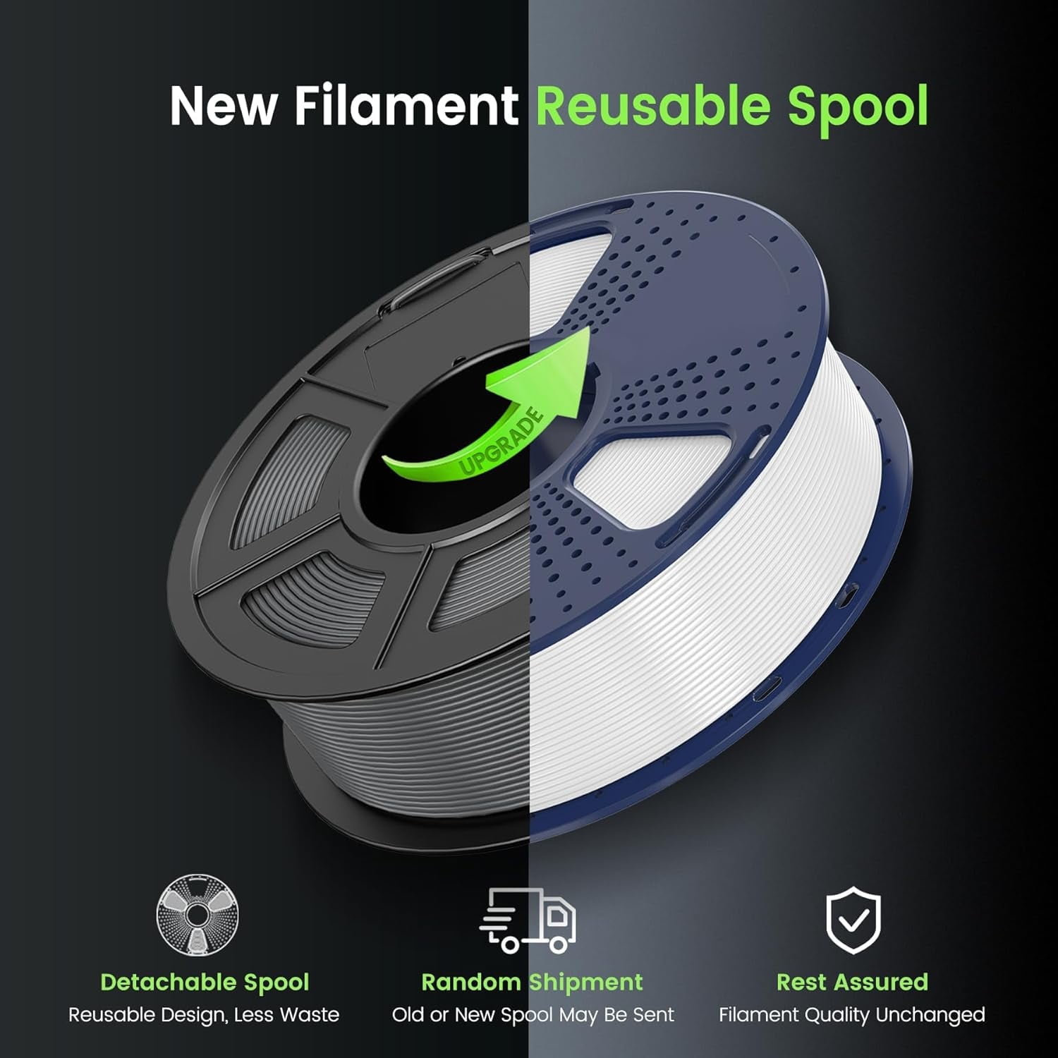 SUNLU PLA Filament 1.75mm, 3D Printer Filament Bundle, PLA 1kg per Spool , PLA 2KG Black