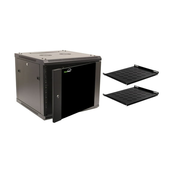 NavePoint 9U Wall Mount 19 Inch Server 600mm Cabinet Rack Enclosure Glass Door Lock W/ Shelves