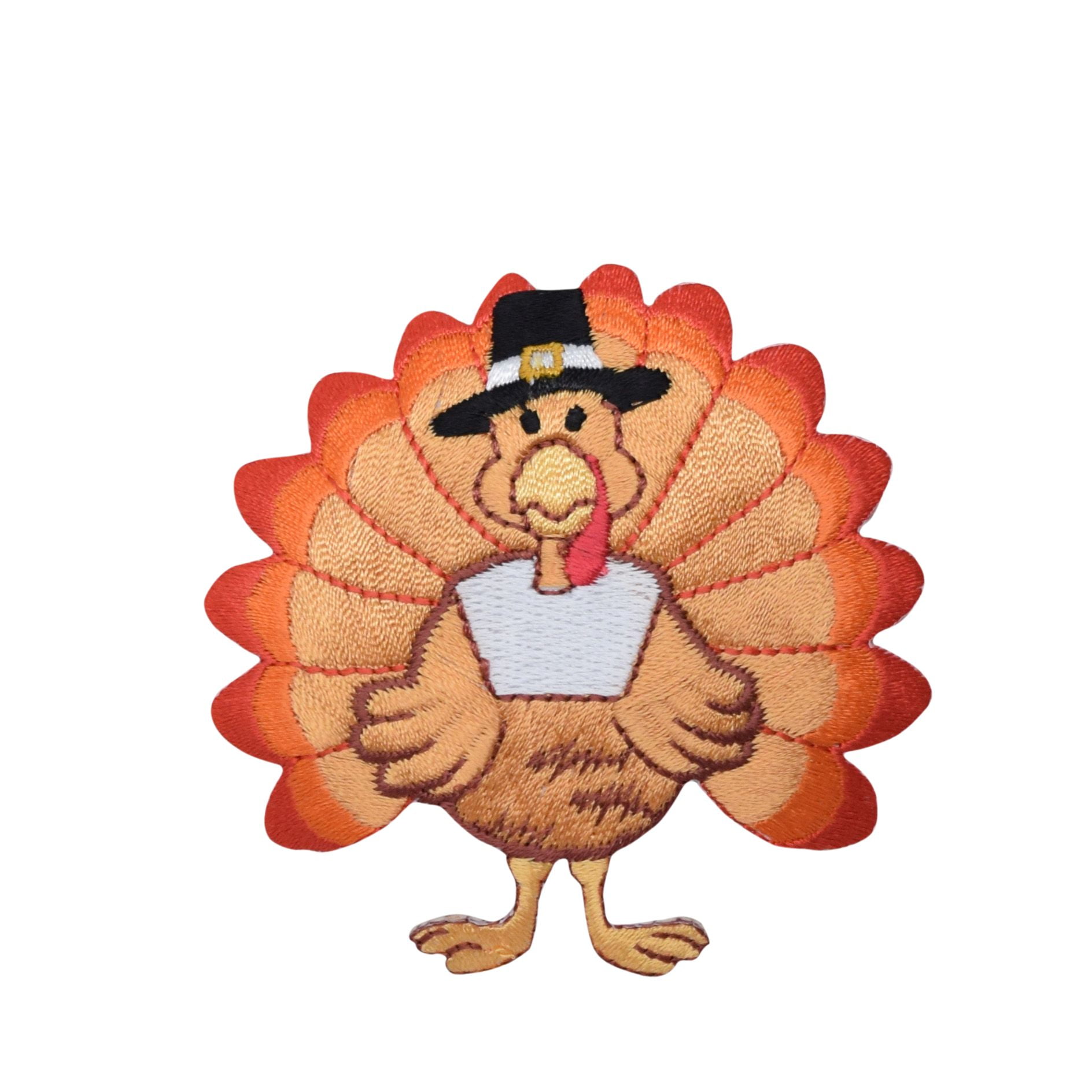 Large - Thanksgiving Turkey - Pilgrim Hat - Iron on Applique