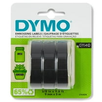 DYMO Self-Adhesive Embossing Labels, White Print on Black Tape, 3/8-Inch x 9.8-Foot Roll, 3 Pack