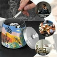 thumbnail image 4 of Yayeee Ashtray with Lid for Cigarette Smokeless Stainless Steel Home Ash Holder, Colorful Landscape, 4 of 7