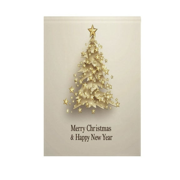 Christmas Tree Made Of Golden Stars Garden Flag Double Sided Outdoor Banners Yard Flags for Garden Home Holiday Decorations