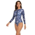 thumbnail image 5 of Purcoar Women's Long Sleeve one Piece Swimsuit Zipper Floral Printed Surfing Bathing Suit, 5 of 6
