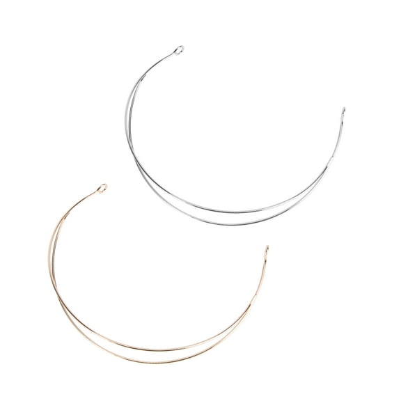 2pcs Simple Two-line Headband Women DIY Head Band Hair Accessory (Gold Silver)
