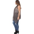 thumbnail image 3 of Women's Summer Plus Size Boho Open Front Hippie Crochet Cover Up Sleeveless Draped Shawl, Brown, X-Large/XX-Large, 3 of 7