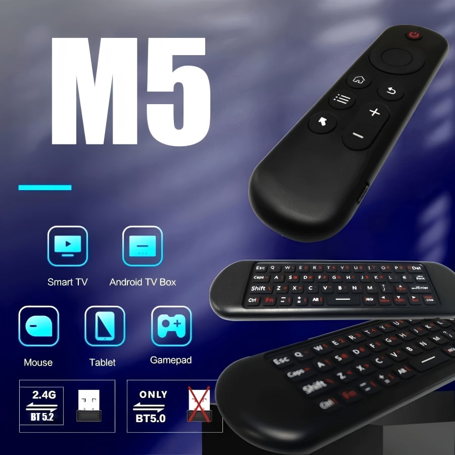 Air Mouse Remote with Keyboard, 2.4G Wireless & Bluetooth Backlit Controller, 7-Color LED, Rechargeable Type-C, IR Learning for Smart TV, Android Box, PC, HTPC