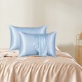thumbnail image 2 of Hiroekza 2-Pack Premium Emulation Silk Satin Pillowcases - Beauty & Hair Care, Comfortable & Breathable, Anti-Pilling (Multiple Colors) Blue, 2 of 6