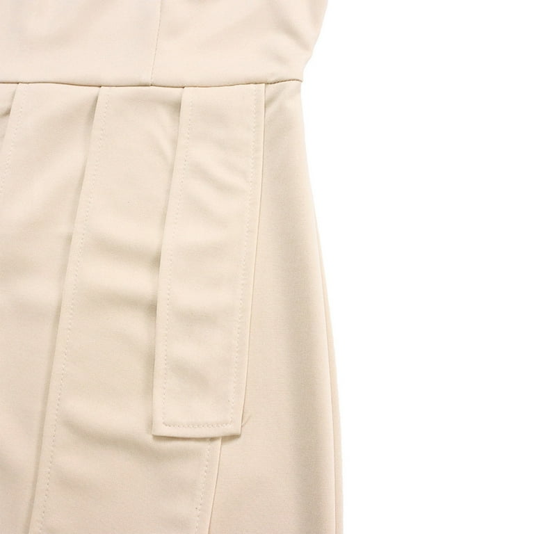 safuny Women's Plus Size Knee Length Pleated Dress Solid Color Winter Crew  Neck Elegant Casual Trendy Holiday Short Sleeve Autumn Dresses Beige XL -  Walmart.com