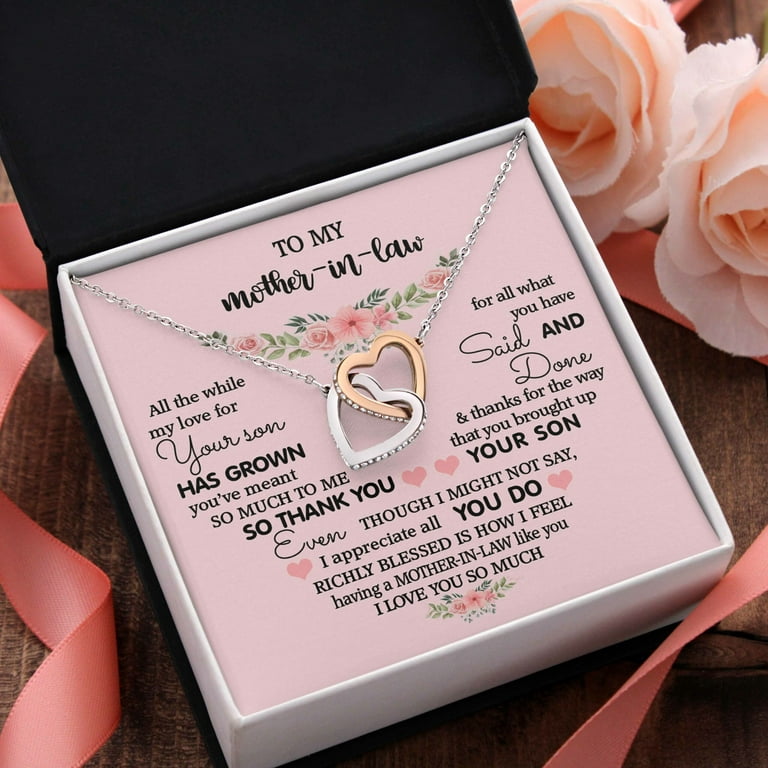 Mother in Law Necklace, Mother-In-Law Gift, Mom Gifts, Gift For Bonus Mom,  Wedding Gift, Mother's Day, Mother's Day Gift, Jewelry Gifts TPT432NL -  White Gold, Interlocking Heart Necklace 