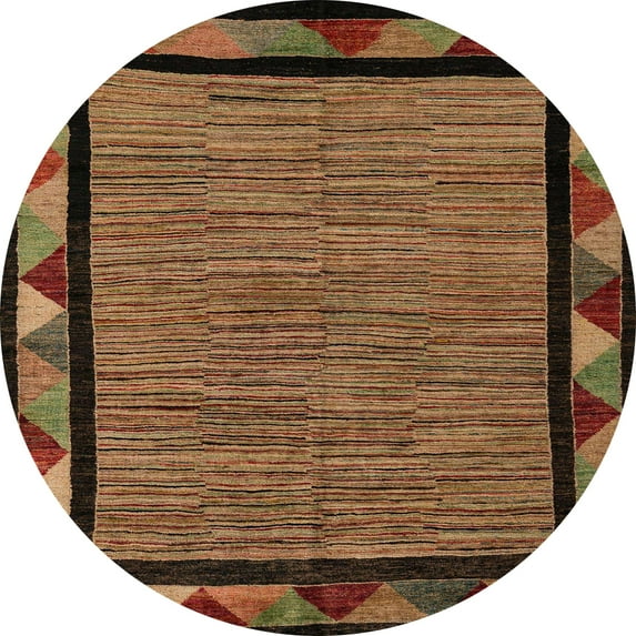 Ahgly Company Indoor Round Abstract Red Oriental Area Rugs, 7' Round