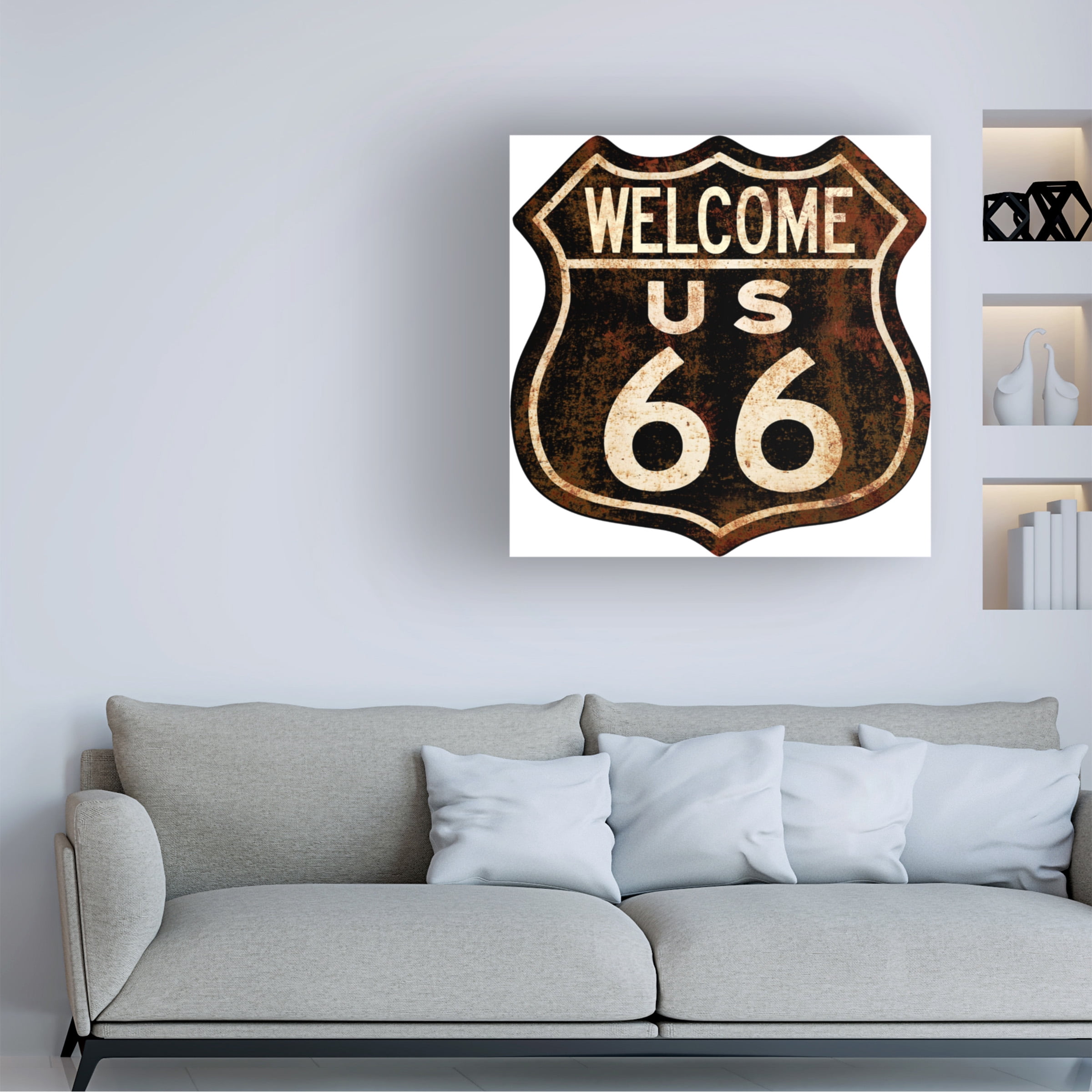 RetroPlanet 'Route 66 Distressed Welcome' Canvas Art