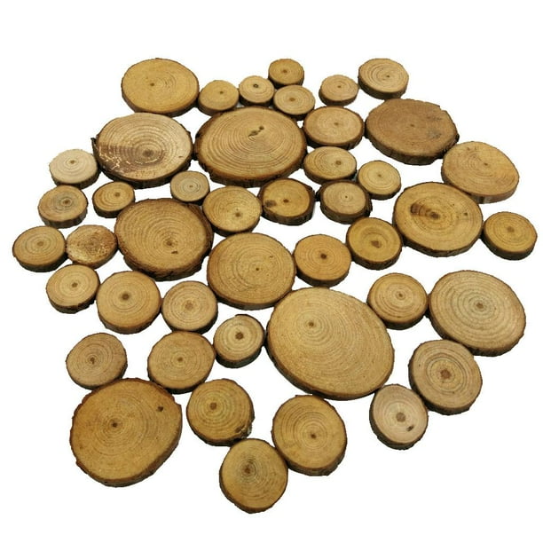 50 piezas de rodajas de madera de árbol natural para decoración de bodas, Navidad y hogar.