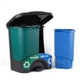 thumbnail image 4 of ZRQarq Trash Bins - 17.5inW x 17.5inH x 13inD - Double Bin - Green/Blue - Recycle, Trash, Can, Bin, Garbage, Plastic, Wastebasket, Adjustable, Removable, Home, Office, Durable, 4 of 7