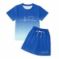 thumbnail image 4 of Toddler & Big Girls 2-Piece Short Set Cute Printed Top and Matching Shorts Comfortable Summer Outfit for Daily Play Blue Size 11-12 Years, 4 of 5